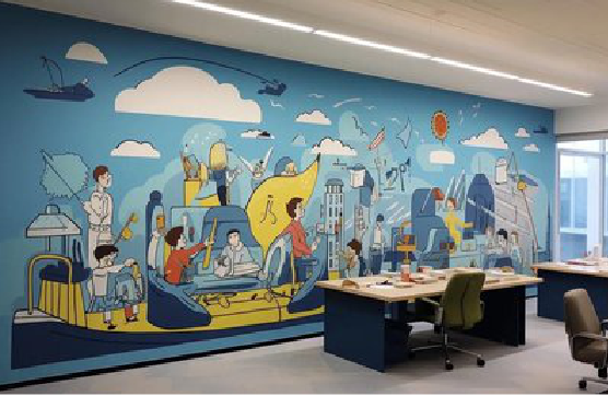 南召办公室墙绘的特点。